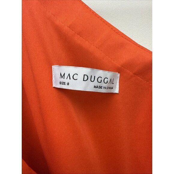 Mac Duggal Size 8 Orange One-Shoulder Satin High Low Prom Cocktail Gown Dress - Picture 9 of 9